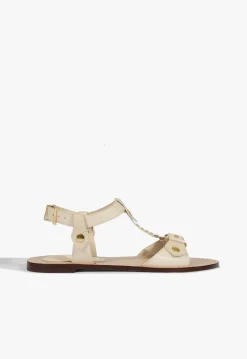 Schutz Stevie White Leather Flat Sandal