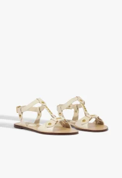 Schutz Stevie White Leather Flat Sandal