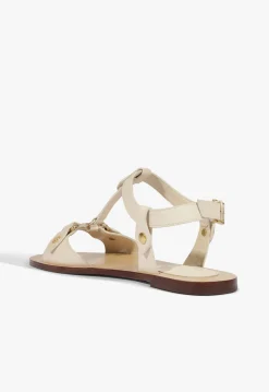 Schutz Stevie White Leather Flat Sandal