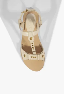 Schutz Stevie White Leather Flat Sandal